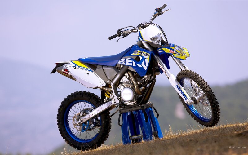 blue and white dirt bike