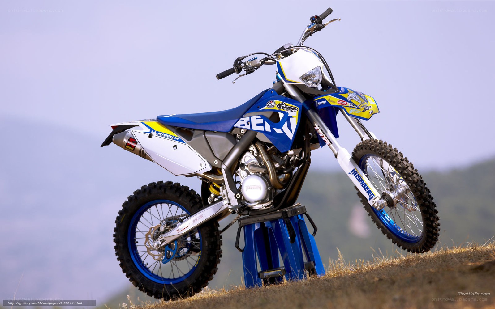 blue and white dirt bike