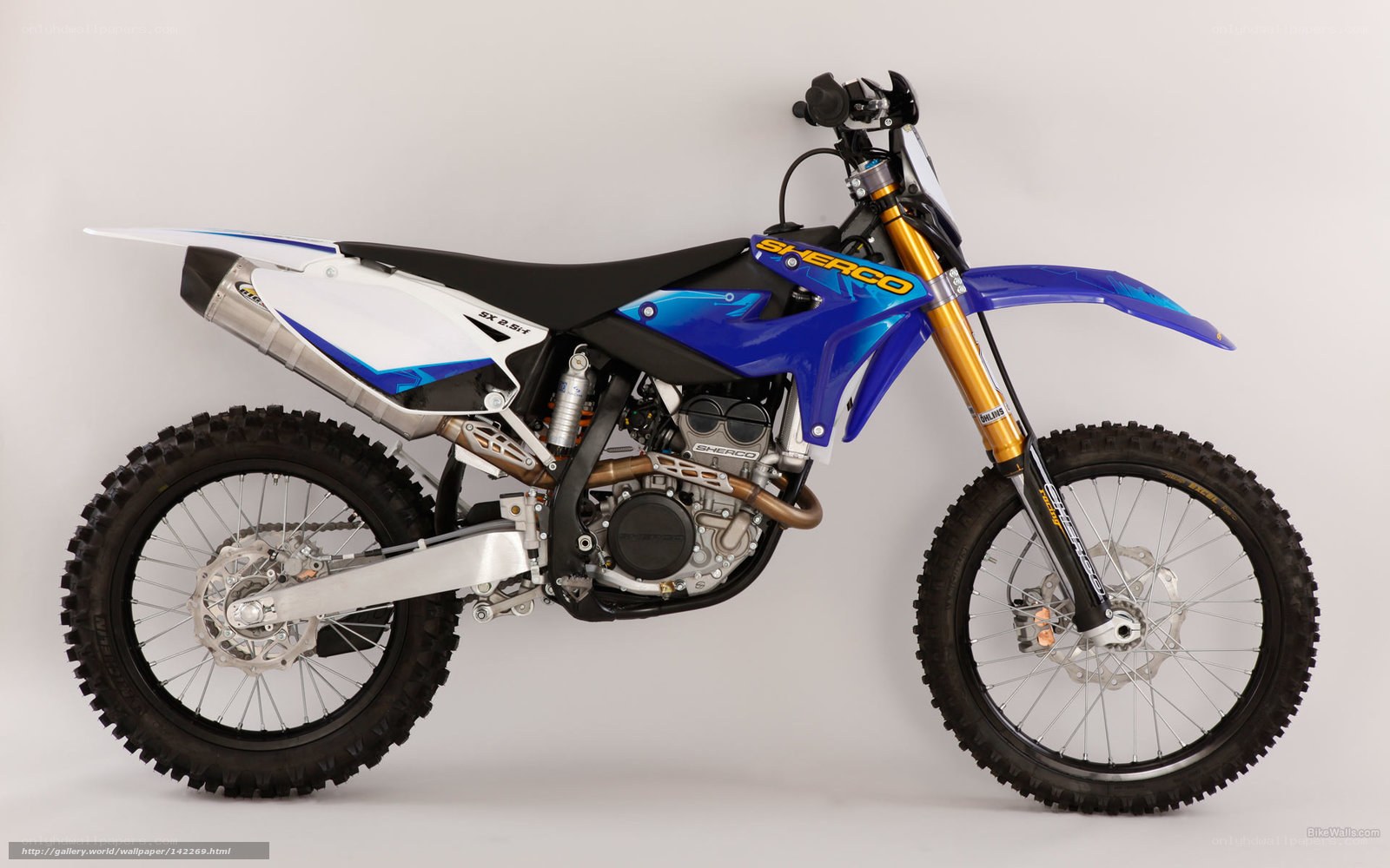 blue and white dirt bike