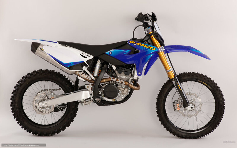 Blue and White Dirt Bike — Neutral, Photograph, Motorcycle, Engine, Tires