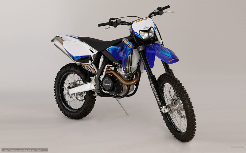 Blue and White Dirt Bike — Neutral, Photograph, Motorcycle, Handlebars