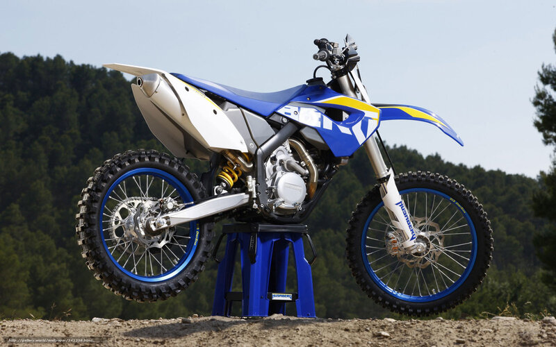Blue and White Dirt Bike — Outdoor, Afternoon