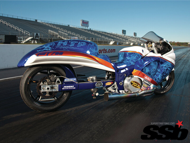 Blue and White Drag Bike