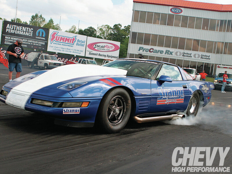 Blue and White Drag Car — Dynamic
