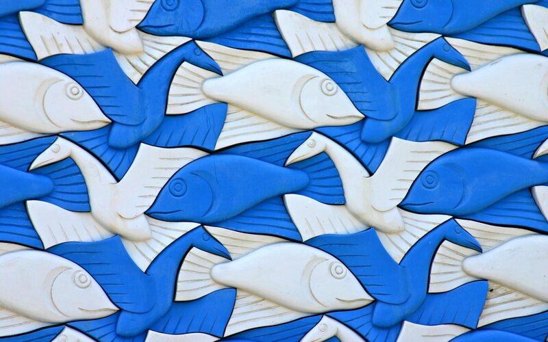 Blue and White Fish Pattern