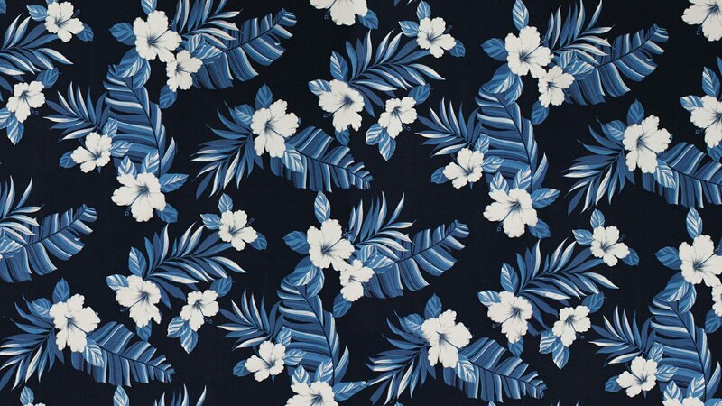 Blue and White Floral Pattern — Black, Calm