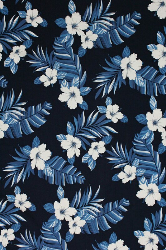 Blue and White Floral Pattern — Black