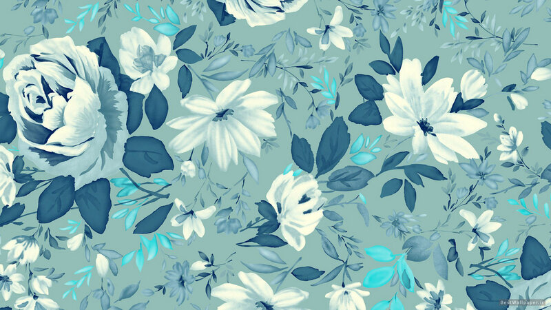 Blue and White Floral Pattern — Teal