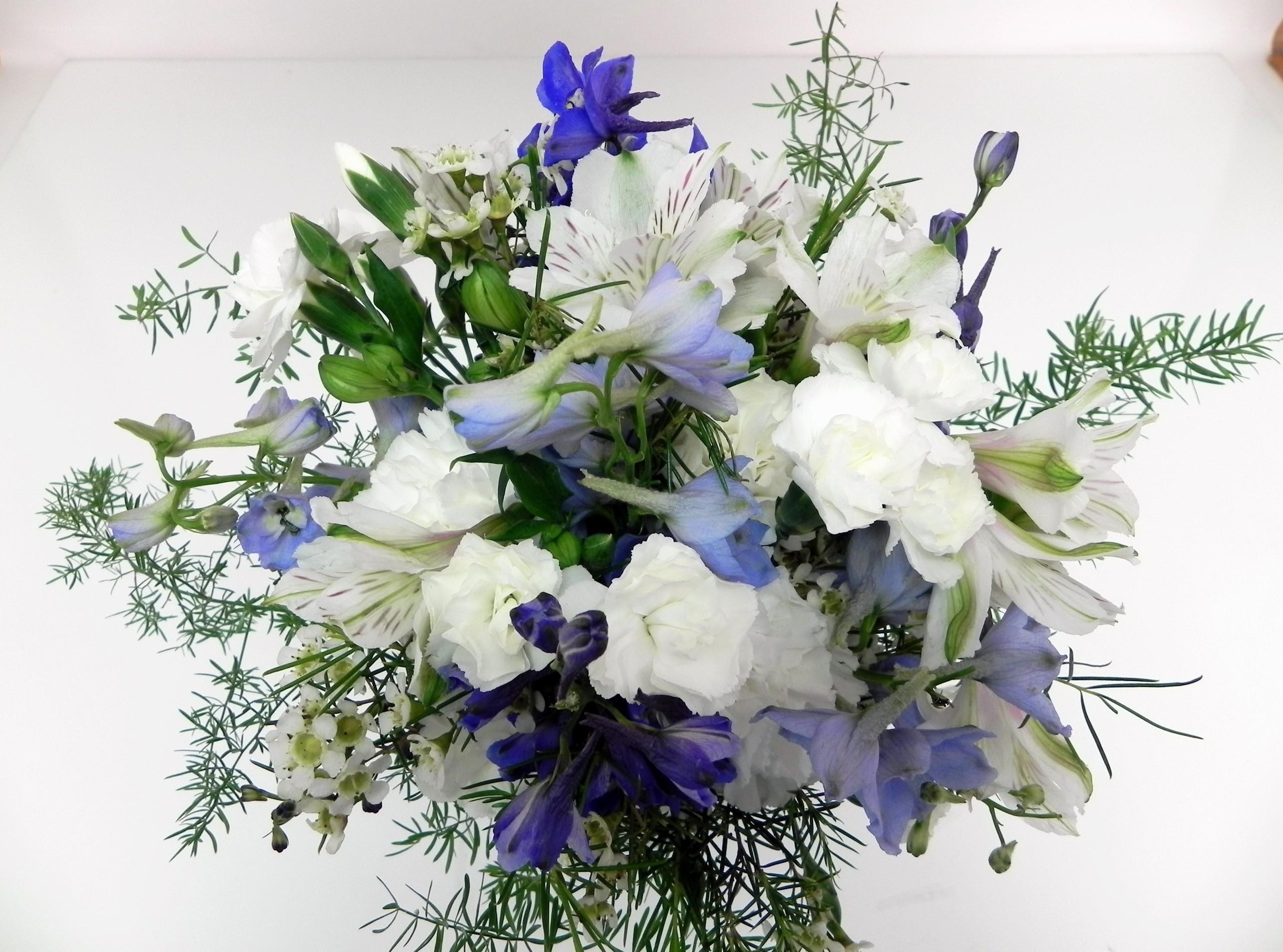 blue and white flower bouquet