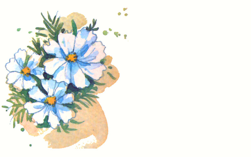 Blue and White Flowers — Calm, Illustration