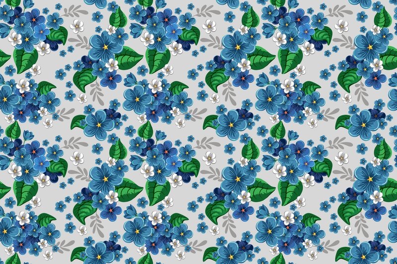 Blue and White Flowers — Calm, Vector Art