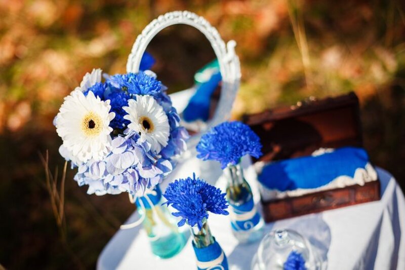 Blue and White Flowers — Serene, Autumn
