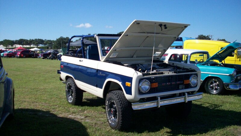 Blue and White Ford Bronco