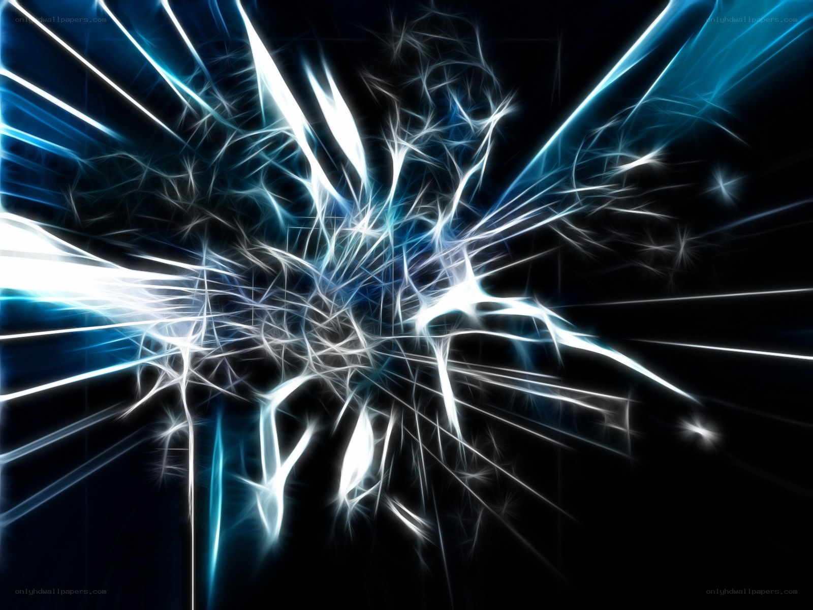blue and white fractal explosion