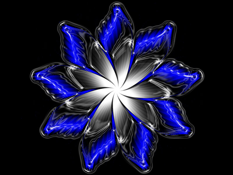 Blue and White Fractal Flower — Dramatic