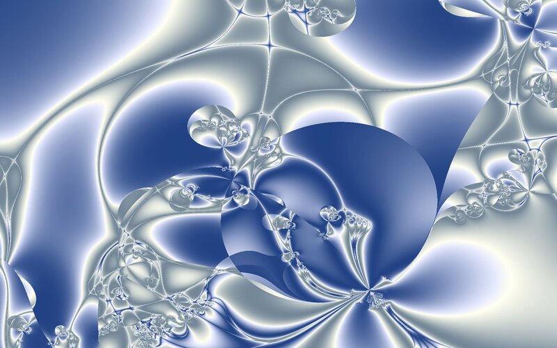 Blue and White Fractal Pattern — Calm, Abstract