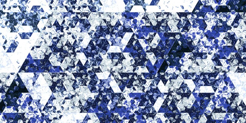 Blue and White Fractal Pattern — Calm, Abstract, Triangles
