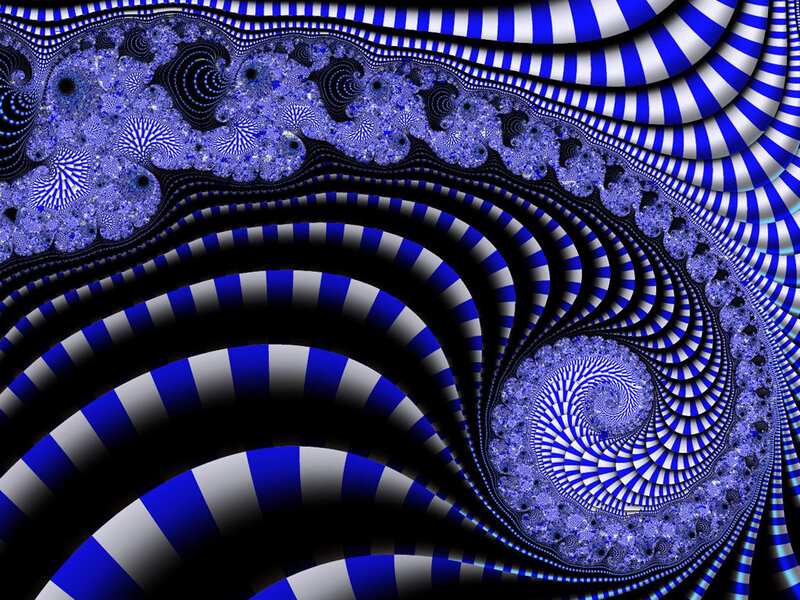 blue and white fractal spiral