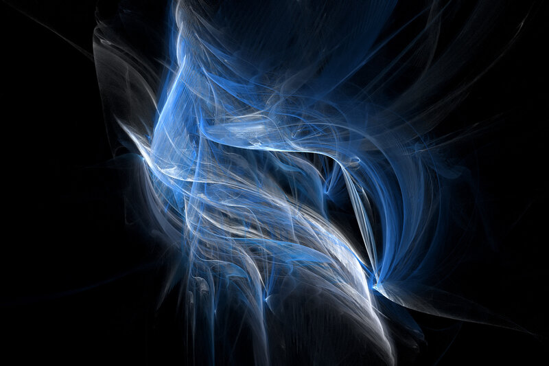 Blue and white fractal swirl