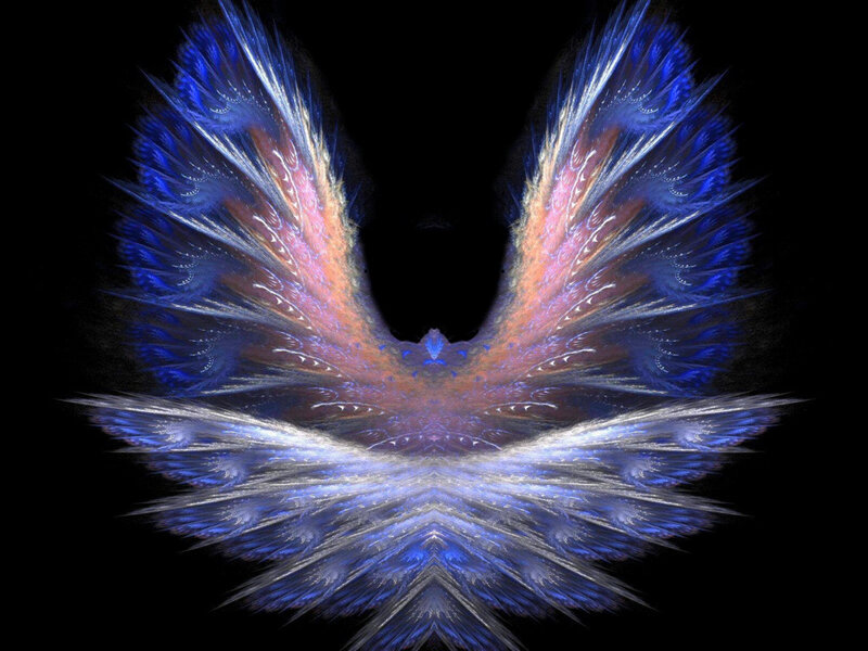 blue and white fractal wings