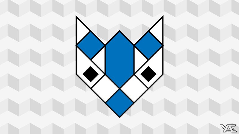 Blue and White Geometric Fox
