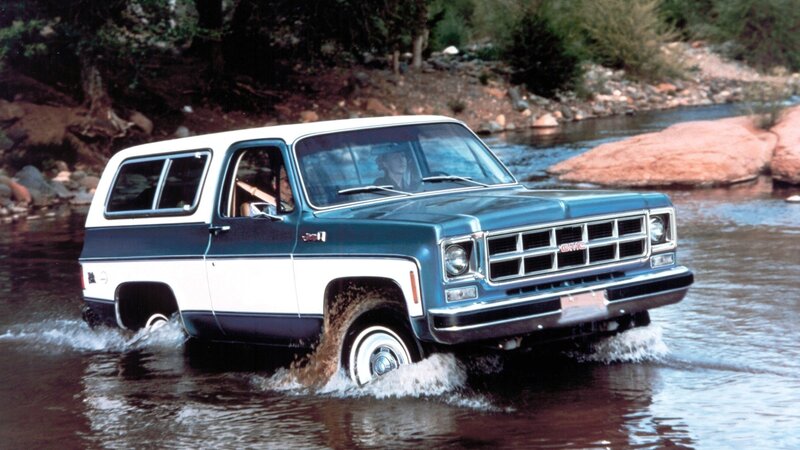 Blue and White GMC Truck