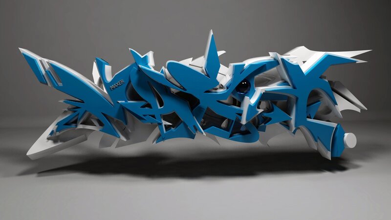 Blue and White Graffiti Art — Neutral