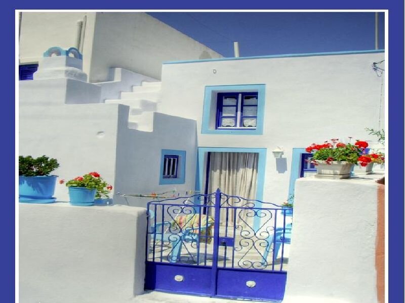 Blue and white Greek house