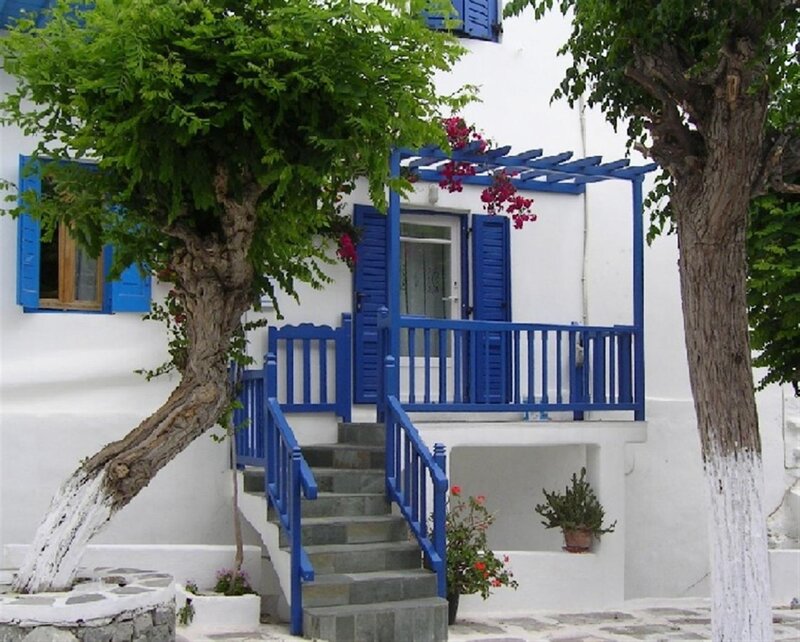 Blue and white Greek house