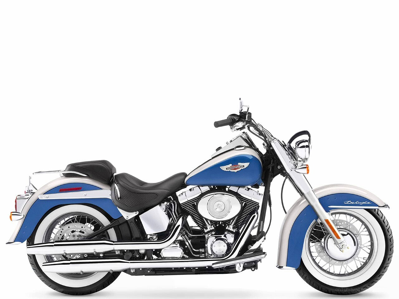 blue and white harley-davidson motorcycle