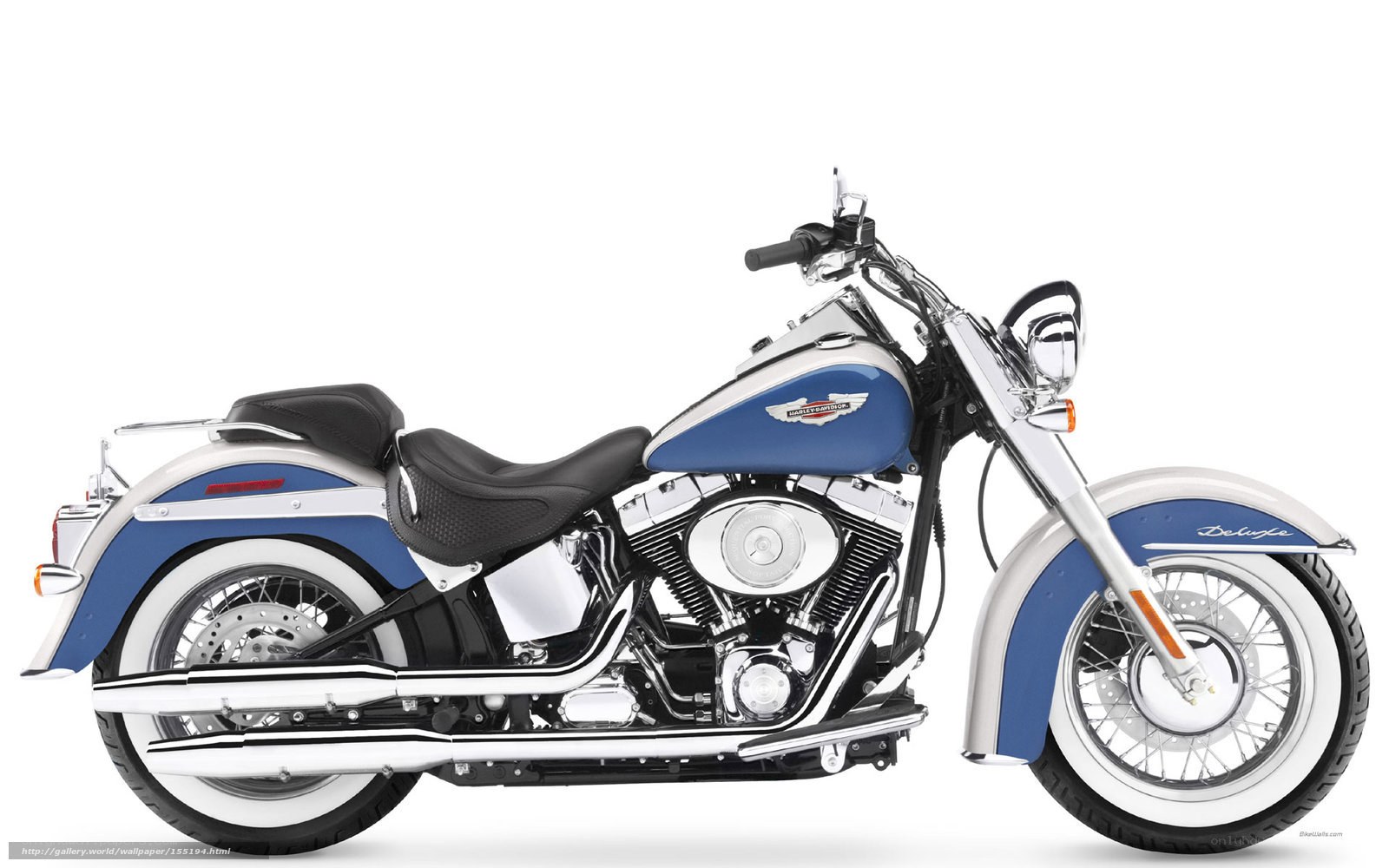 Blue and white Harley-Davidson motorcycle