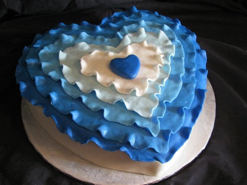 Blue and White Heart Cake