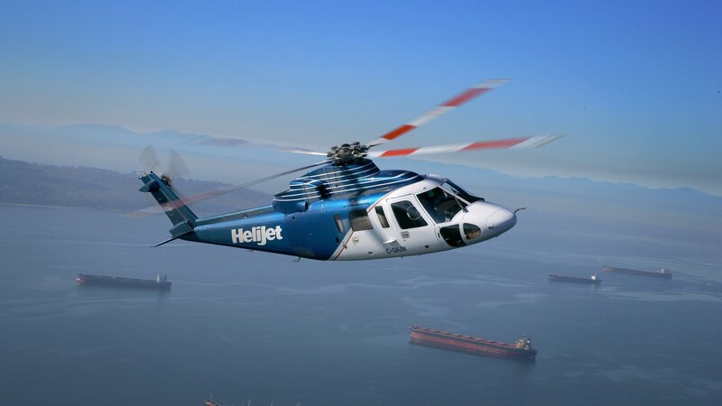 Blue and White Helicopter — Serene