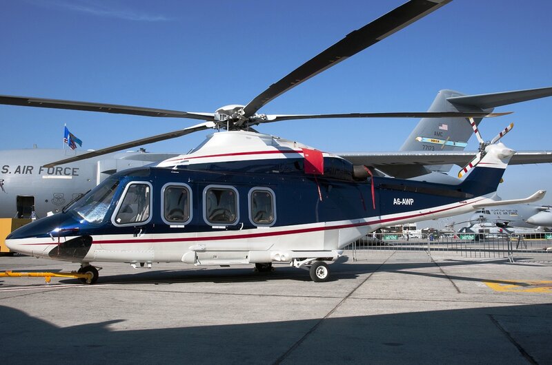 Blue and White Helicopter