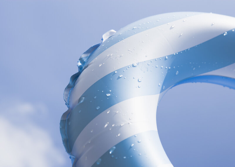 blue and white inflatable ring