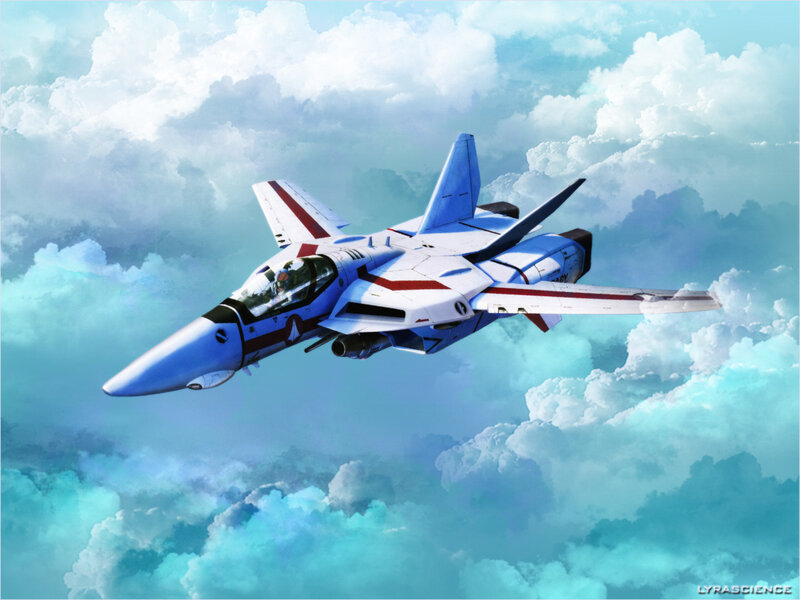 Blue and White Jet Fighter — Serene