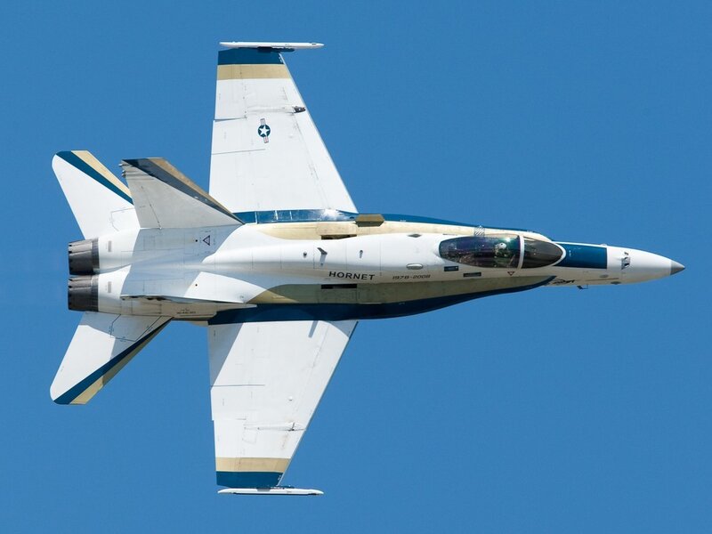 Blue and White Jet Fighter