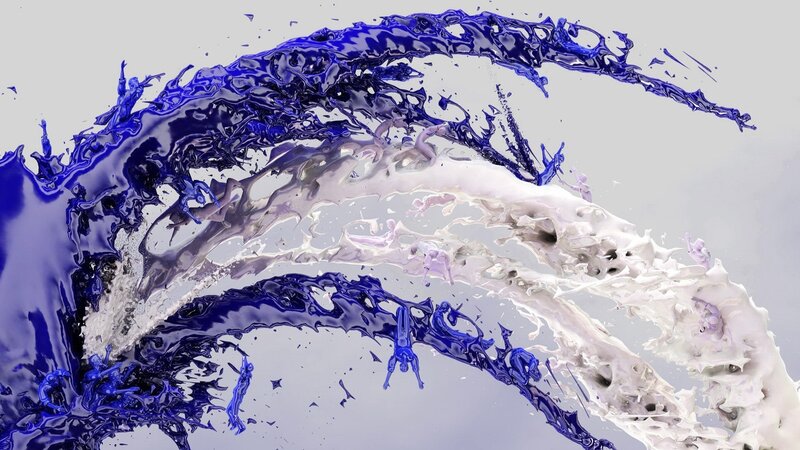 Blue and white liquid splash