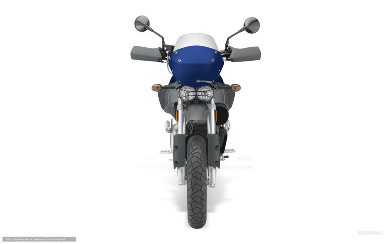 blue and white motorcycle front view