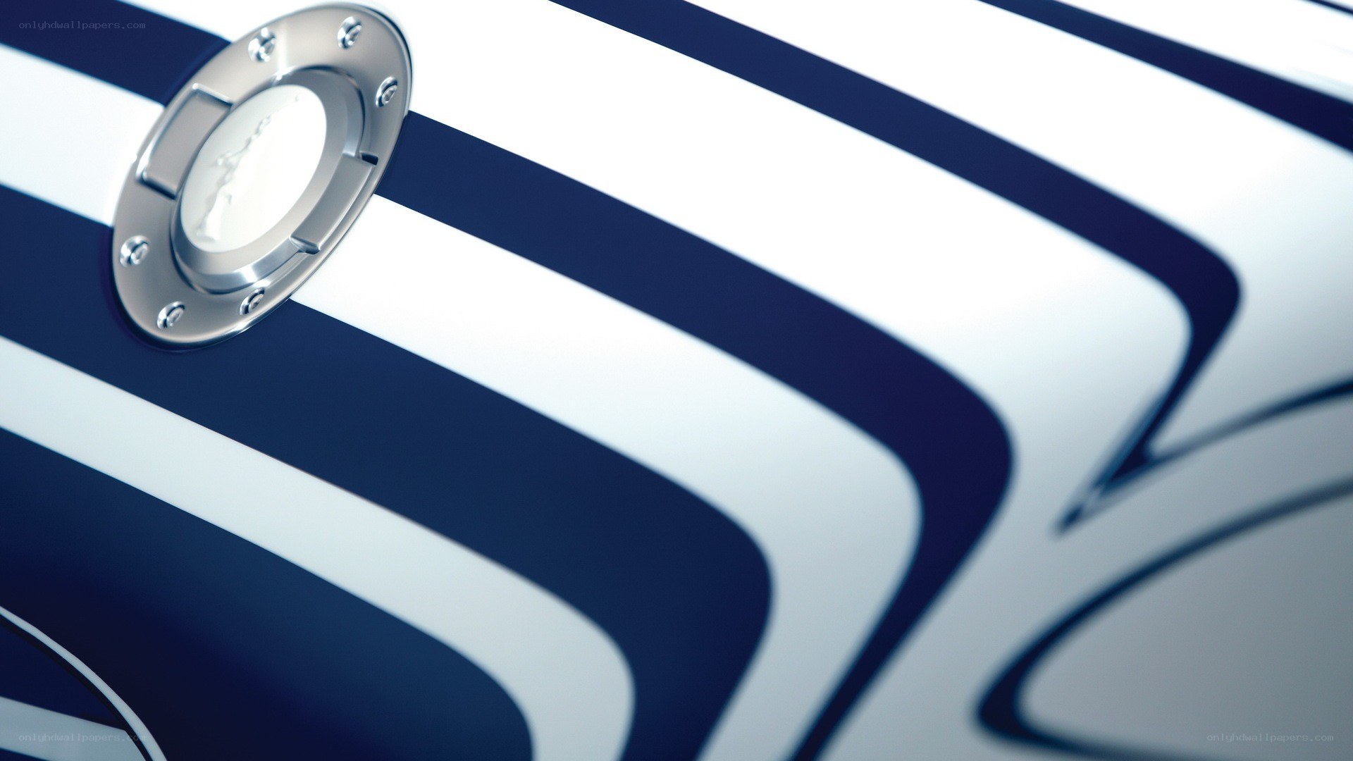 blue and white motorcycle fuel cap