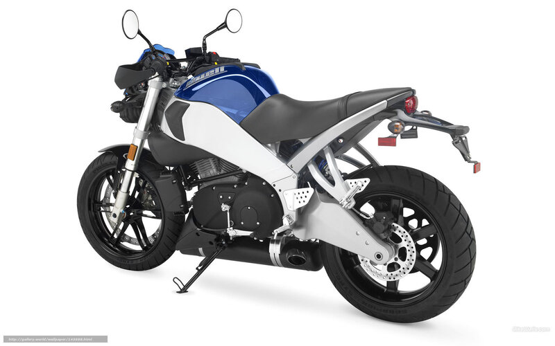 Blue and White Motorcycle — Neutral, Photograph, Mirror