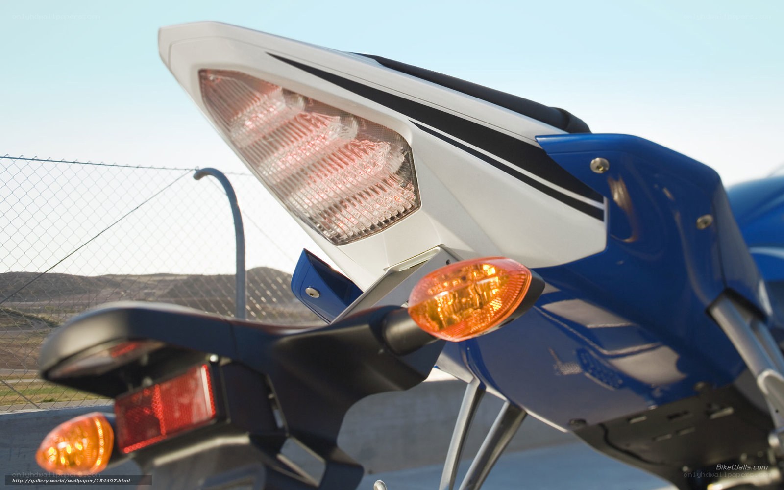 Blue and white motorcycle tail lights
