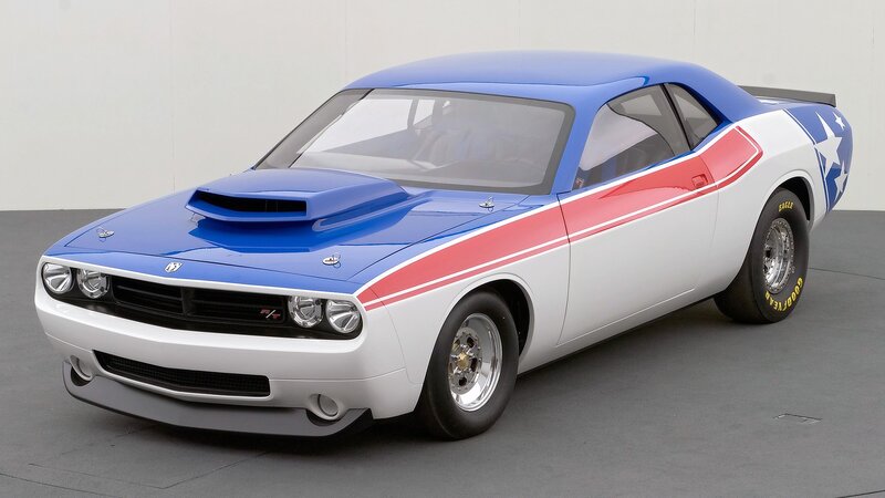 blue and white muscle car