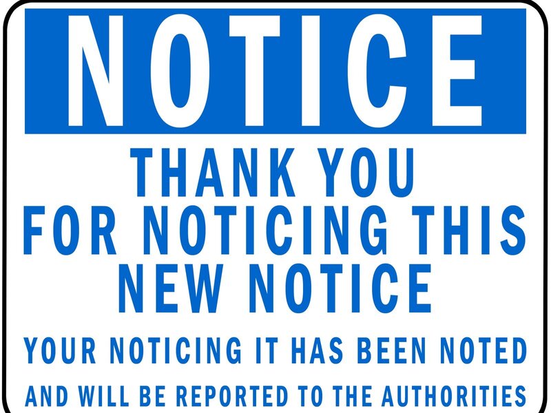 Blue and White Notice Sign — Vector Art