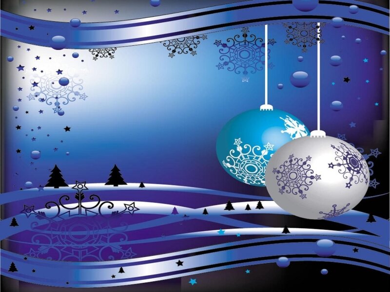 Blue and White Ornaments — Festive, Winter, Digital Art