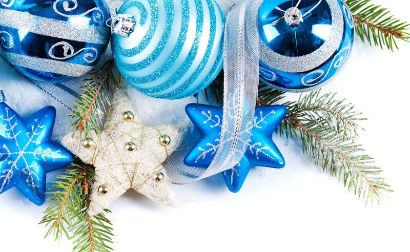 Blue and White Ornaments — Festive, Winter, Photograph, Stars