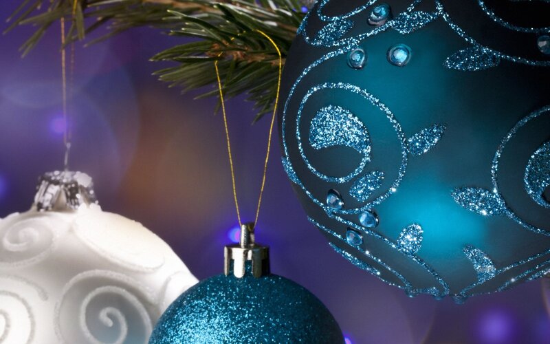 Blue and White Ornaments — Festive, Winter, Photograph