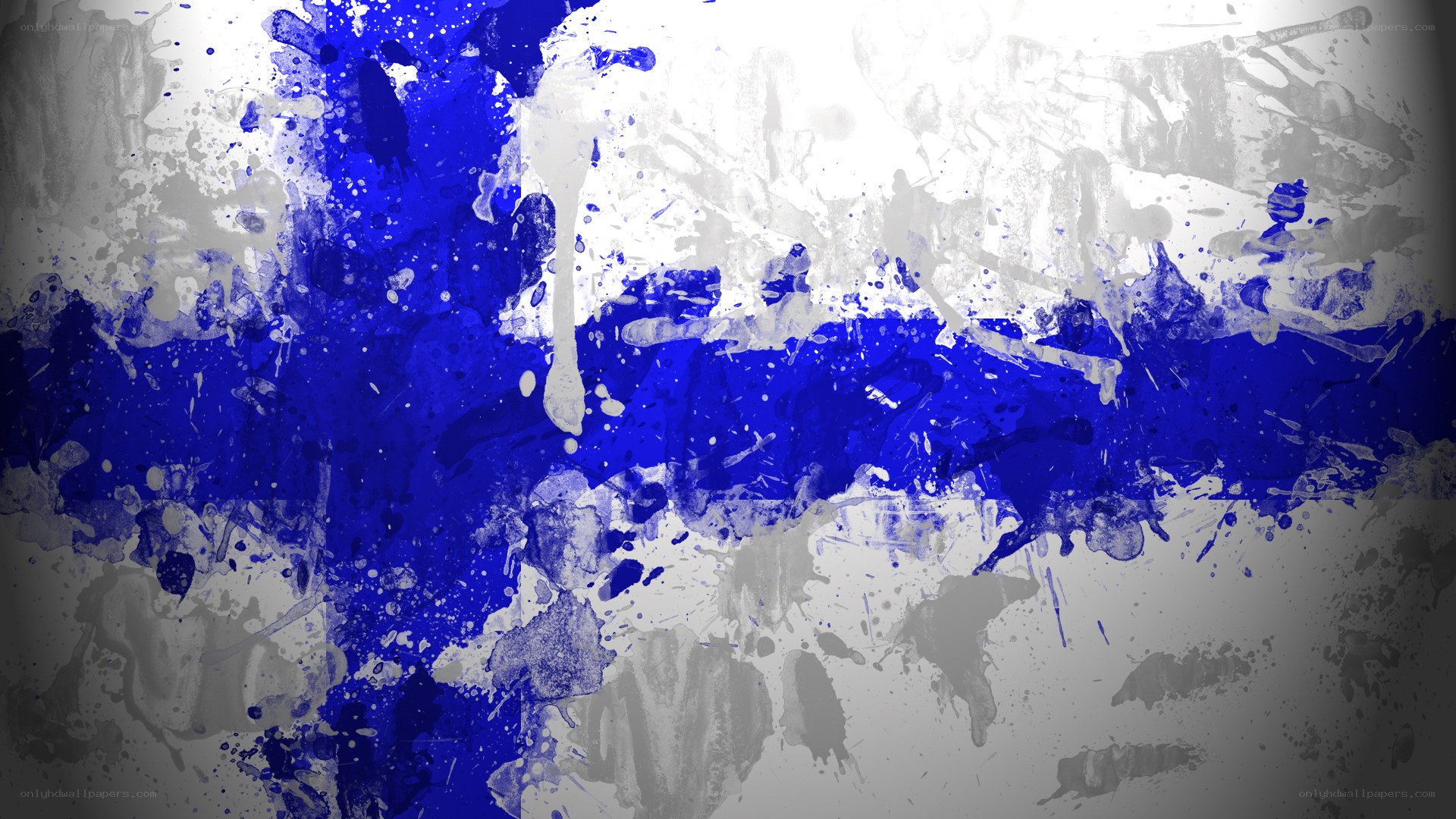 blue and white paint splatter