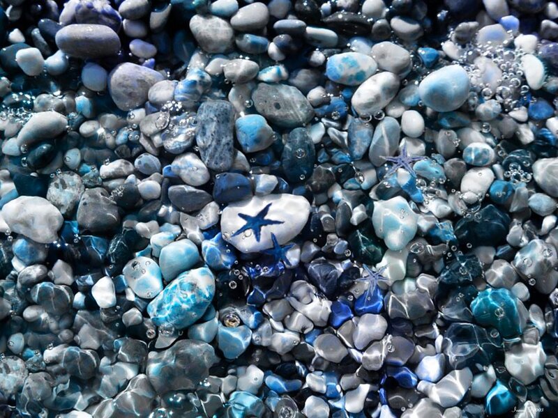 Blue and White Pebbles — Calm, Photograph, Starfish
