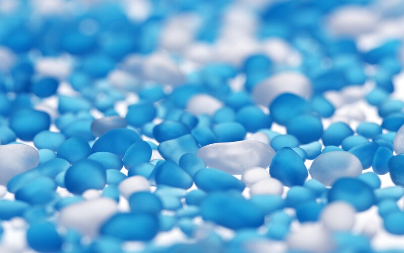 blue and white pebbles